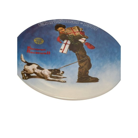 Norman Rockwell Collector Plate Wrapped Up In Christmas 1981 Edwin Knowles - Picture 6 of 9